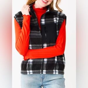 SO Plaid Black and White Women's Vest Size Small